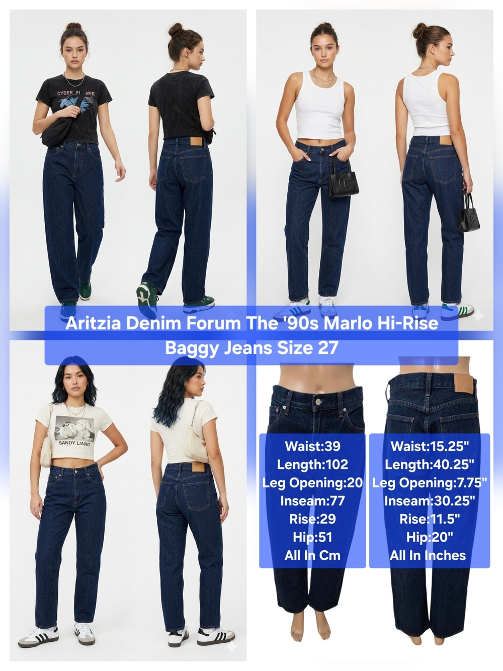 Aritzia Denim Forum The '90s Marlo Hi-Rise Baggy Jeans Size 27